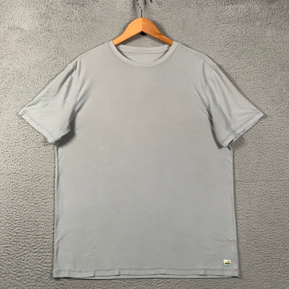 Vuori Strato Tech Tee Shirt Mens Large Gray Short Sleeve Performance Active Crew